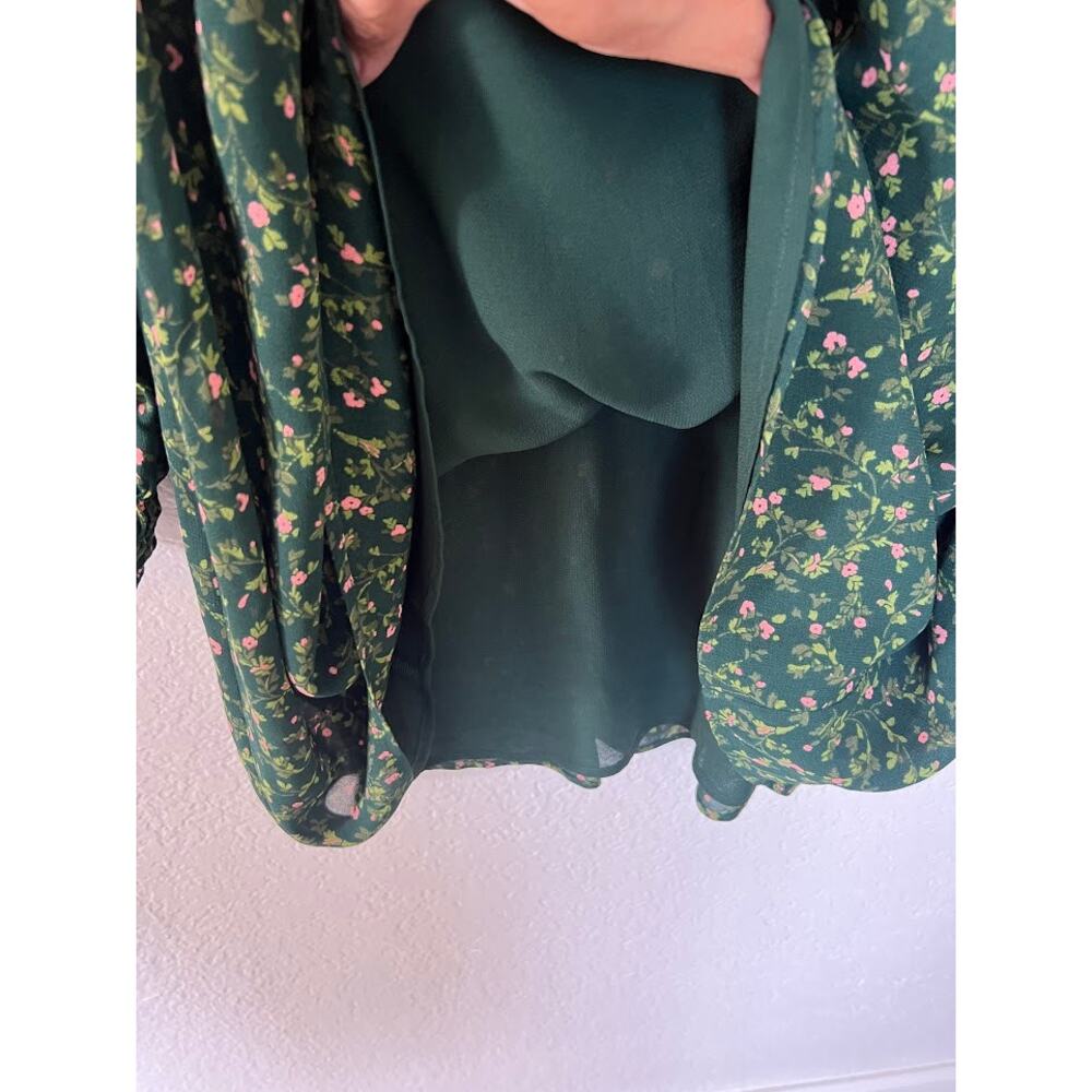 Reformation Brandi Mock Neck Mini Dress S in Coriander Green Floral - Picture 8 of 13